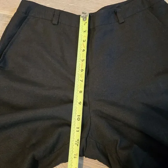 Larry Levine Linen Blend black Wide Leg Crop Pants Trousers Cuffed Hem Sz 16 - Picture 9 of 10